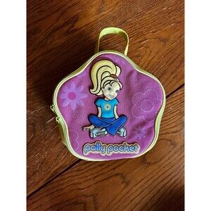 Vintage Polly Pocket Carrying Case Zippered Storage Handle Pink Green 2004 Y2K